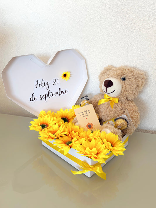 Box Love flores amarillas